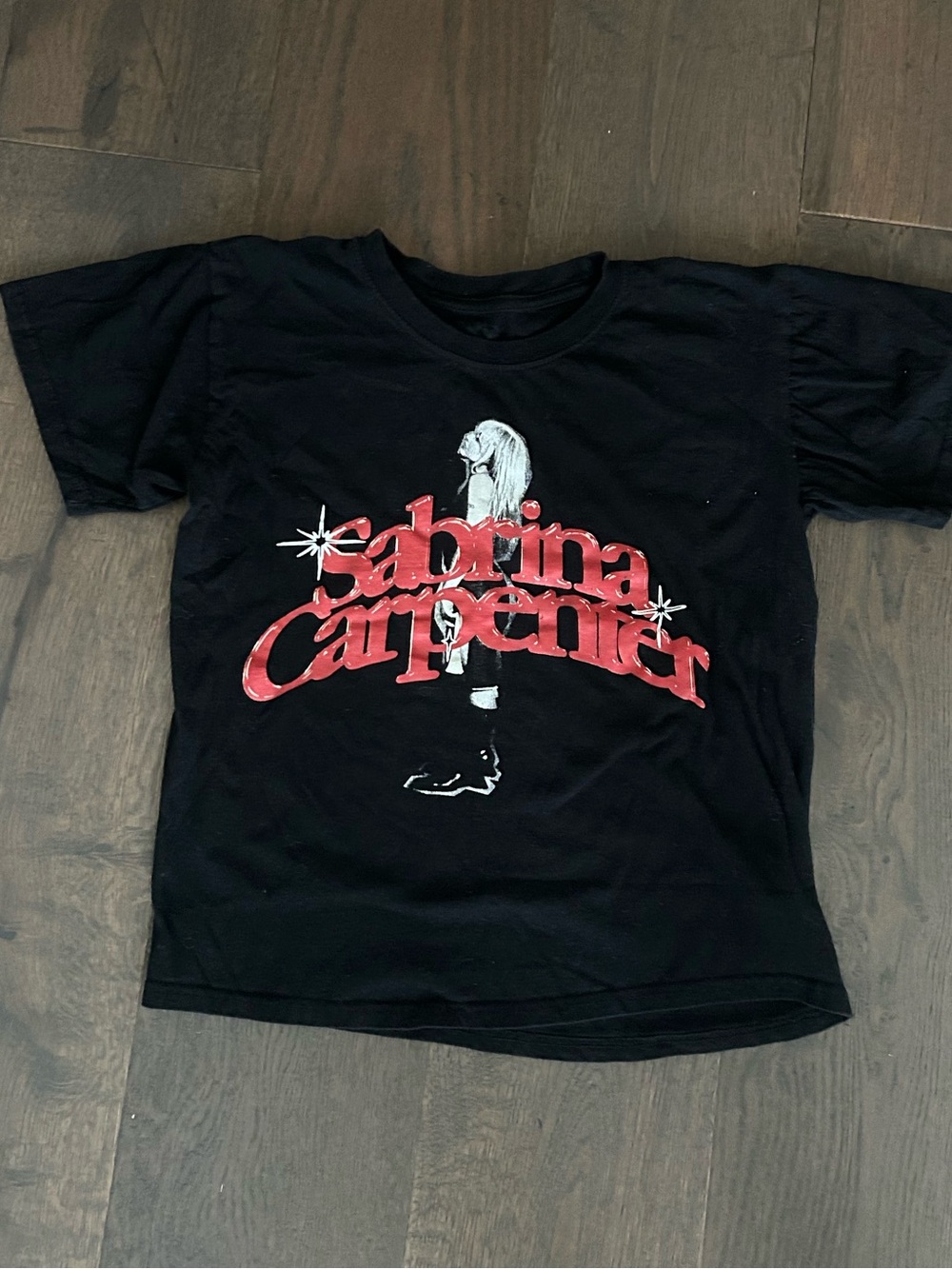 Sabrina Carpenter Black Short-Sleeve Graphic Tee with Red Logo - Picture 1 of 2